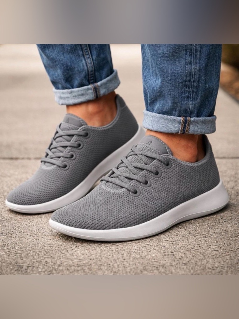 Allbirds Men's Gray Knit Lace-Up Sneakers